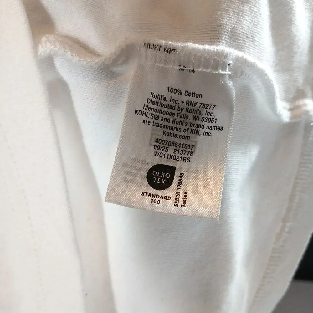 Croft & Barrow Classic Boatneck Tee White Casual Pullover Top Large NWOT